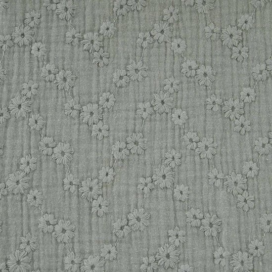 broderie hydrofiel dichte bloemen groen