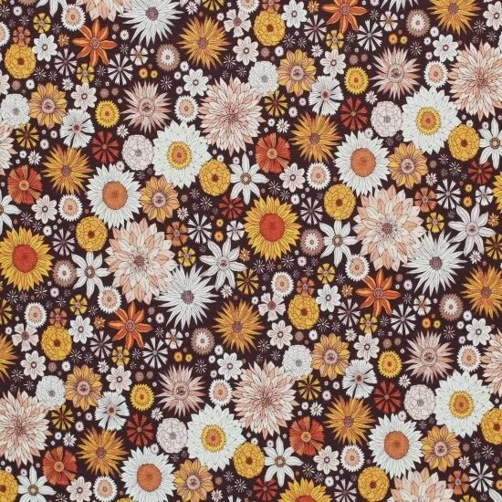 bruin wit oker nude perzik herfst bloemen - digitaal tricot