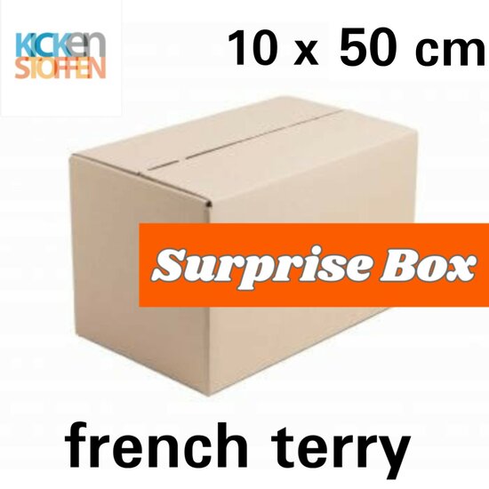 surprise box 10x 50cm  katoenen french terry bedrukt @BEEBSstofjes