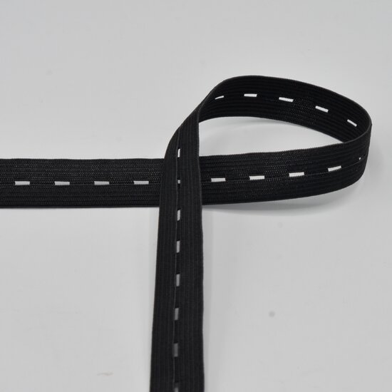 knoopsgaten elastiek zwart 2cm breed