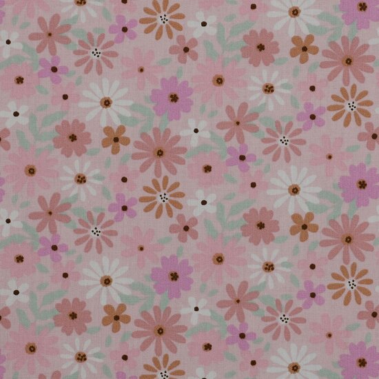 KicKenStoffen bloemen katoen roze