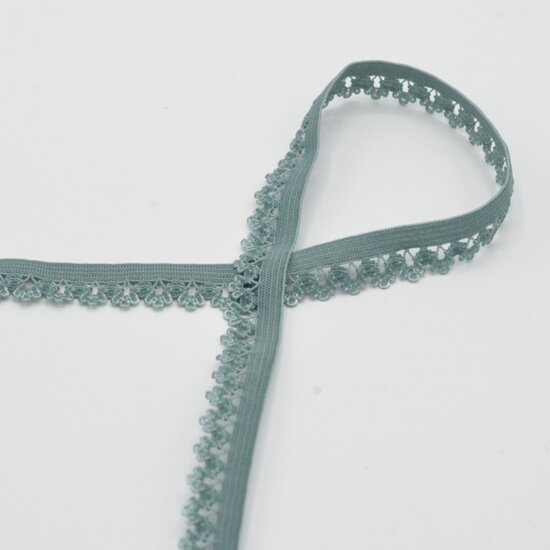 KicKenStoffen fournituren - kant elastiek 13mm zee groen