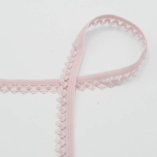 KicKenStoffen fournituren - kant elastiek 13mm licht oud poeder roze 