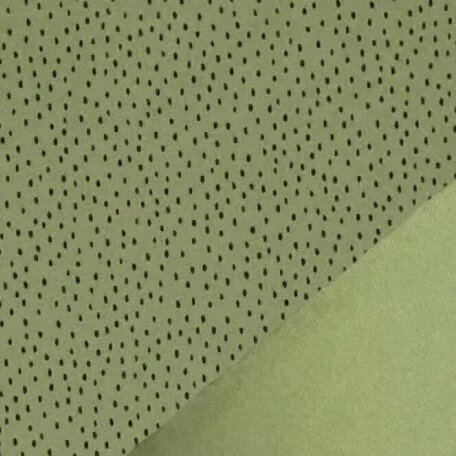 BEEBS olijf groen confetti stipjes - biologische french terry @kickenstoffen