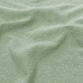 groen  broderie met bloem en gaatjes hydrofiel @kickenstoffen