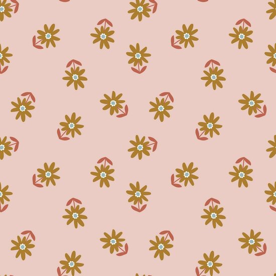 bloemen salmon katoen met coating Poppyfabrics van KicKenStoffen
