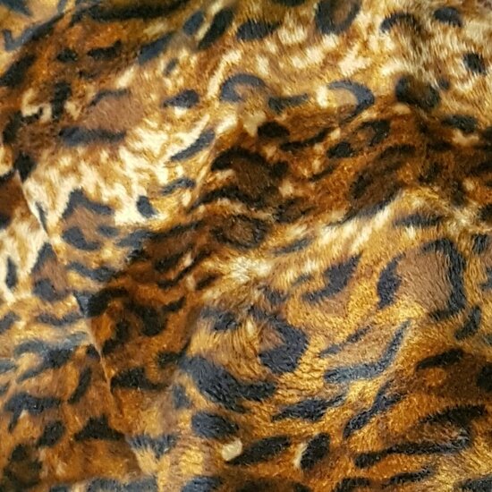 velboa luipaard bruintinten dieren velvet stof van kickenstoffen