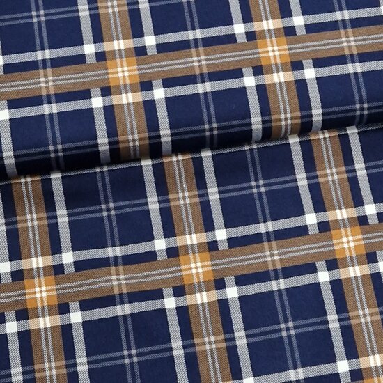 plaid flannel donker blauw van KicKenStoffen