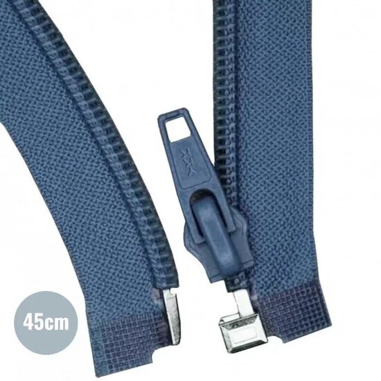 jeans blauw Deelbare Rits YKK nylon 45cm