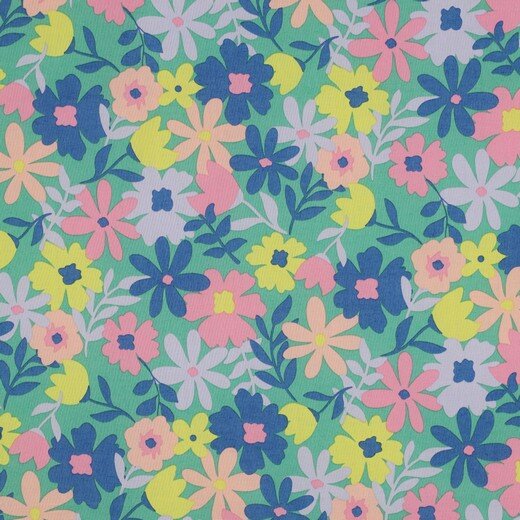 groen blauw rood geel roze Gemengde Bloem GECOAT katoen