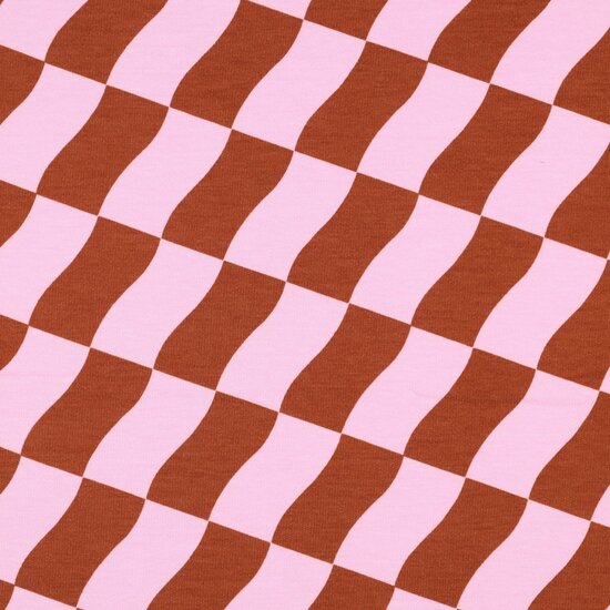 bruin roze Ruiten Abstract - french terry (op=op)