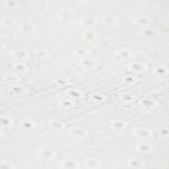 Ecru close up Double Gauze Fabric Embroidered - Millefleurs van KicKenStoffen