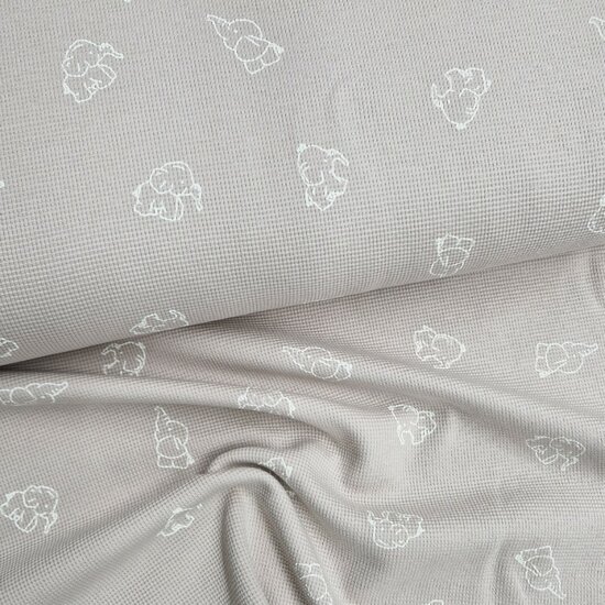 qjutie waffle print elephants sand - KicKenStoffen
