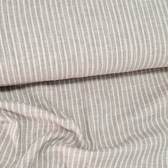 strepen geweven streepjes hydrofiel taupe 03566.002 KicKenStoffen