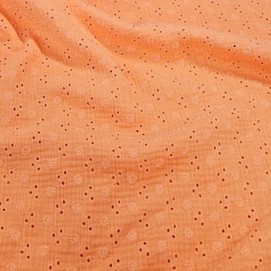 broderie hydrofiel oranje - kickenstoffen