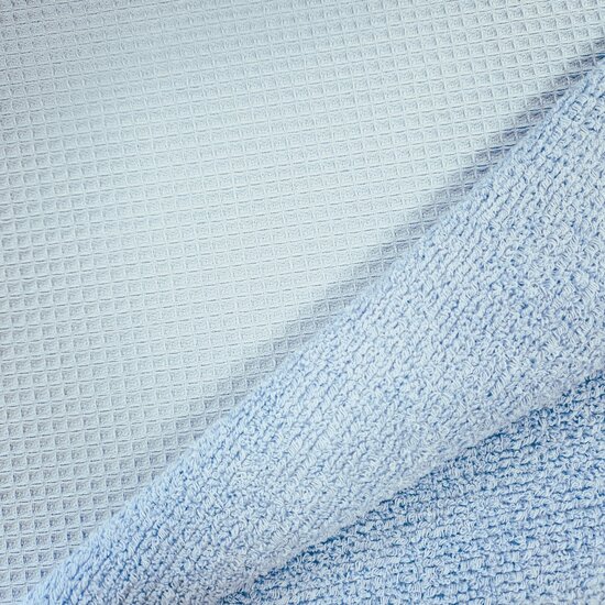 badstofwafel licht blauw - KicKenStoffen