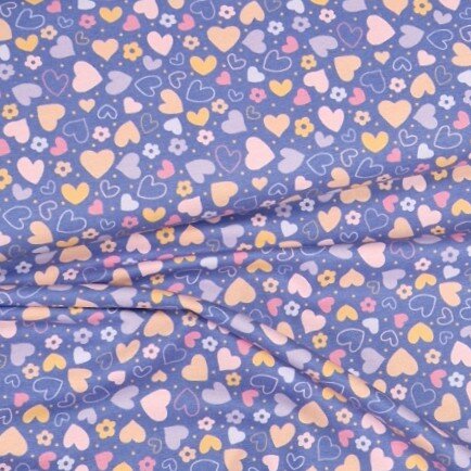 Poppy fabrics flanel met hartjes lavendel van KicKenStoffen