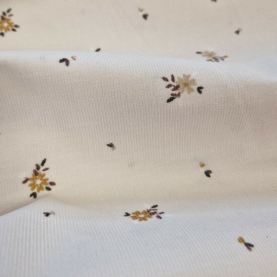 beige bloem corduroy extra fijne rib van KicKenStoffen 94529