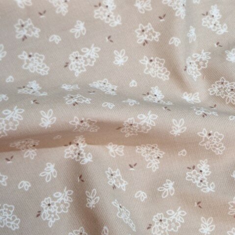 beige bloem corduroy extra fijne rib van KicKenStoffen 94528