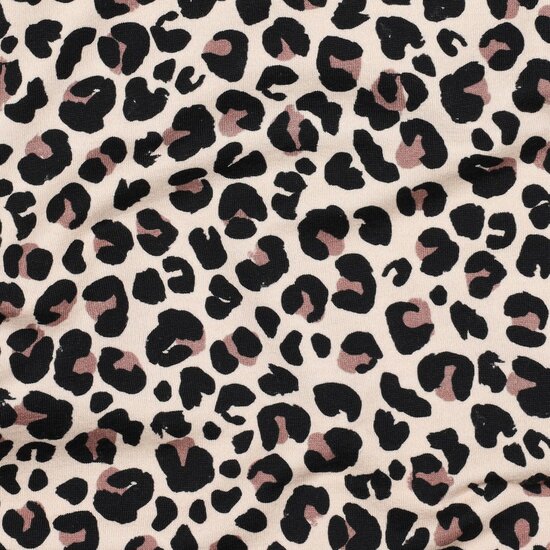 French terry panterprint Happy Faces van KicKenStoffen