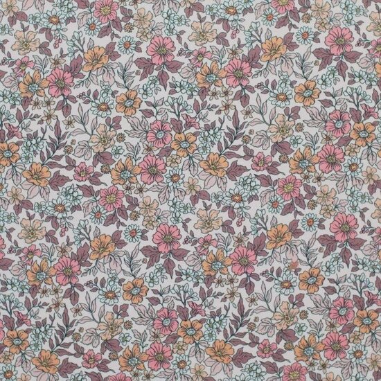 Vintage bloemen mauve tricot BEEBS stofjes - KicKenStoffen