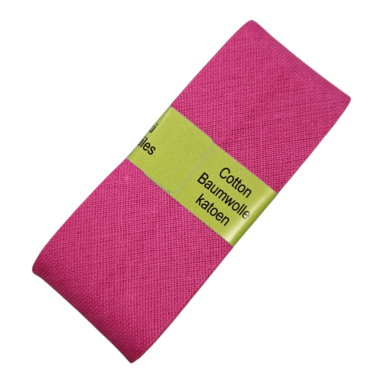 roze fuchsia katoen biasband 3cm - oaki doki - KicKenStoffen