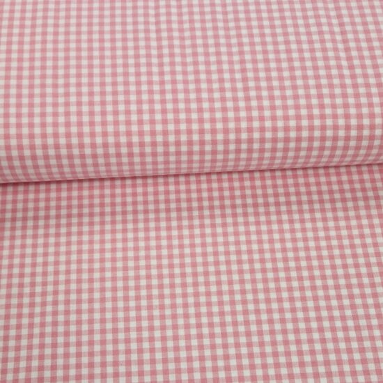 roze 5mm boerenbont ruitje - katoen KicKenStoffen