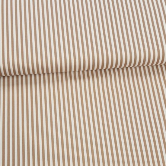 beige wit strepen katoen KicKenStoffen
