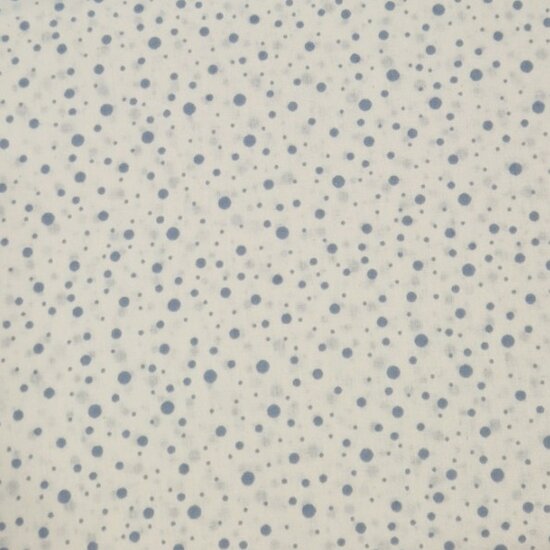 off white blauw confetti stipjes katoen - BEEBSstofjes van KicKenStoffen