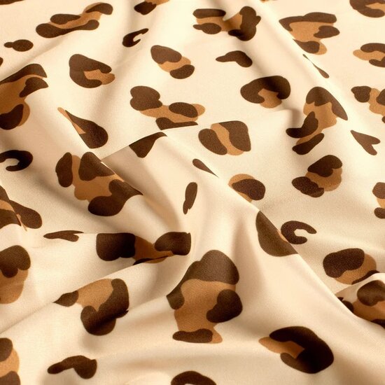 panterstof beige - lycra swimwear KicKenStoffen