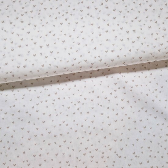 confettie hartjes katoen kickenstoffen wit-beige