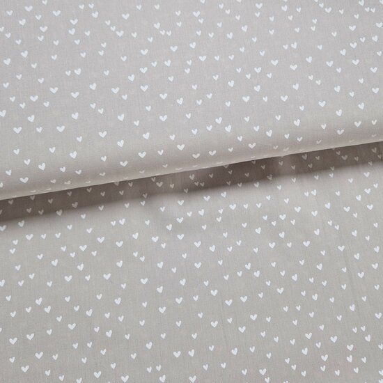 confettie hartjes katoen kickenstoffen beige-wit