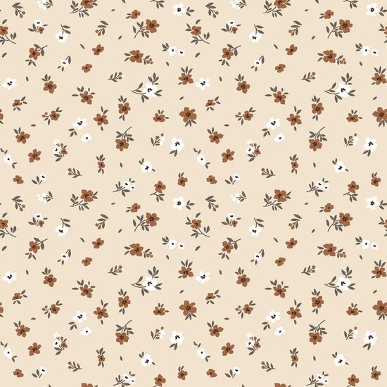 beige lieve bloemetjes tricot Jursie - KicKenStoffen