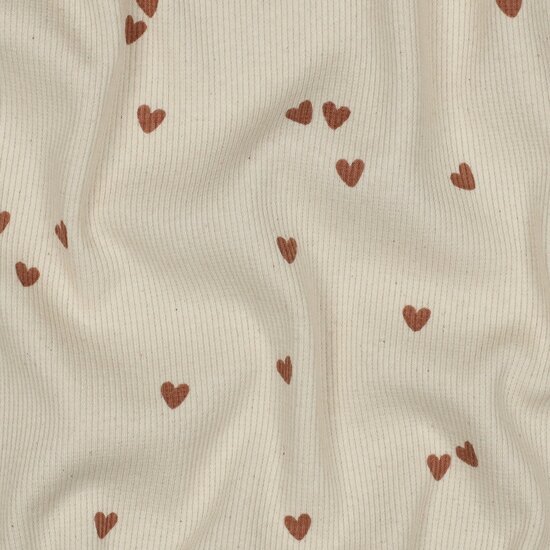 ribtricot babyrib met hartjes 06285 natural poppy kickenstoffen