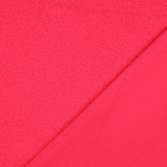 teddyfleece neon roze - dubbelzijdig - poppyfabrics bij KicKenStoffen