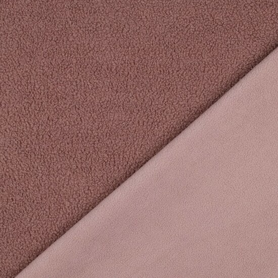 mauve teddy fleece lammy stof Poppyfabrics - KicKenStoffen