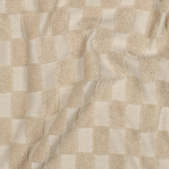 beige (natural) badstof tricot blokjes ruitjes poppy - kickenstoffen