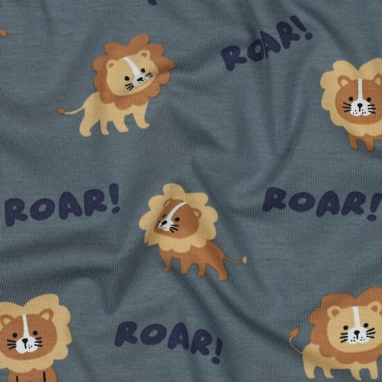 Poppy leeuwtjes Roar tricot KicKenStoffen - jeans blauw