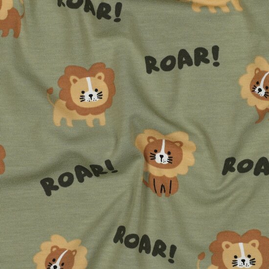 Poppy leeuwtjes Roar tricot KicKenStoffen - groen