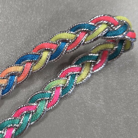 galonband zilver en kleuren gevlochten - KickenStoffen