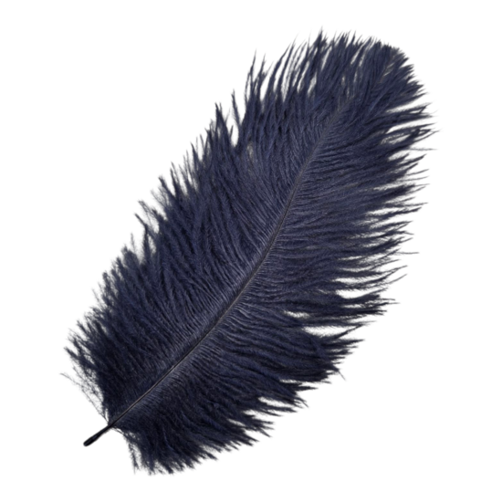donker blauw struisvogel veer KicKenStoffen