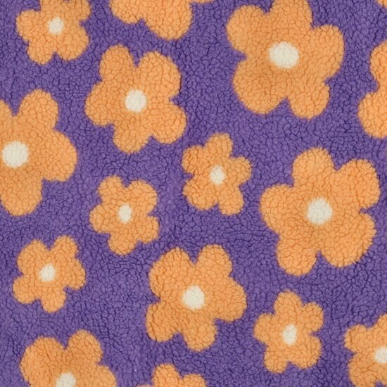 teddy lila oranje bloemen Poppy fabrics 03716. - KicKenStoffen