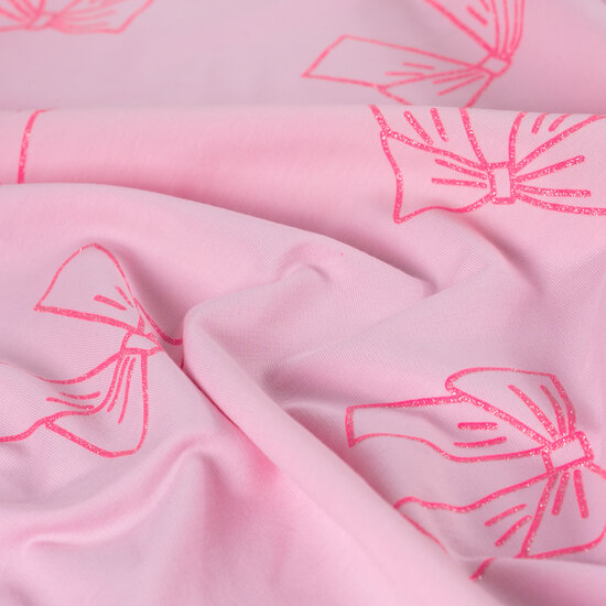 jogging met strikken neon glitter roze K24008-120