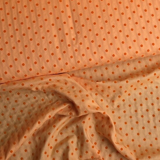 voile katoen velvet toefjes - polka dotjes kickenstoffen