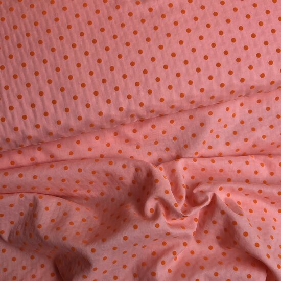 voile katoen velvet toefjes - polka dotjes kickenstoffen