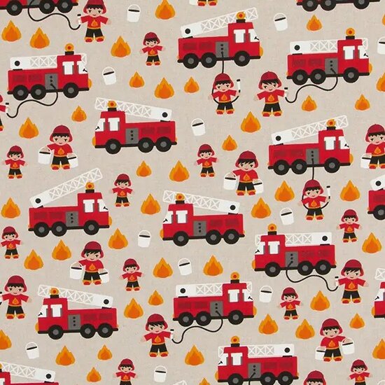canvas linnen look beige melange Fire Fighters KicKenStoffen