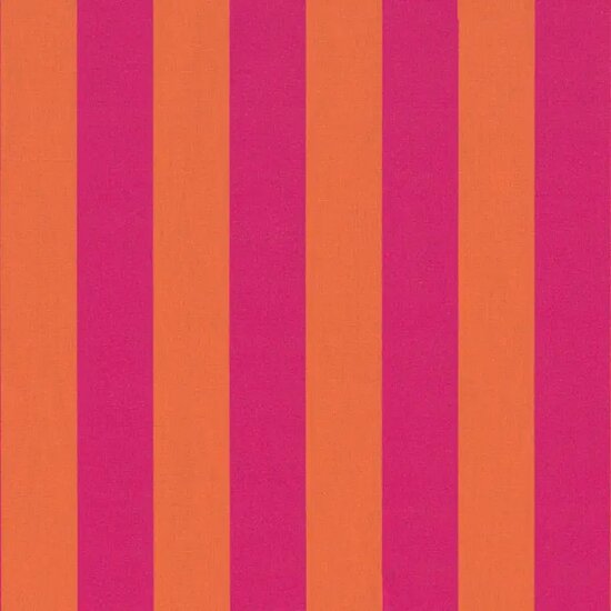 canvas half panama fuchsia oranje strepen breed - kickenstoffen