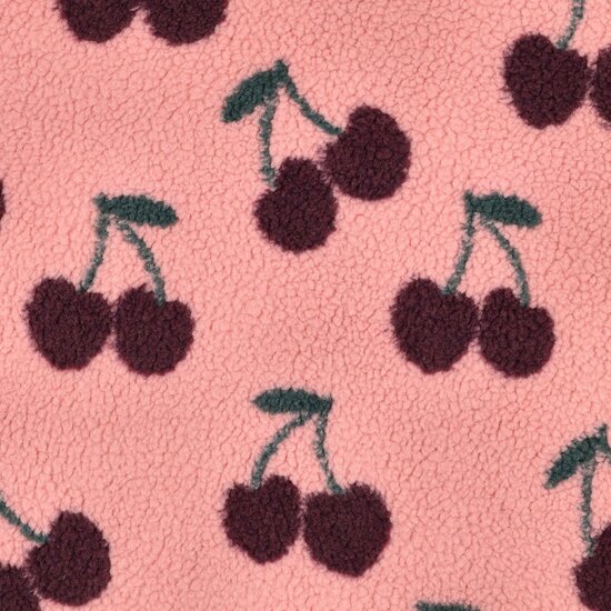 teddy met grote kersen op ecru ondergrond - poppy fabrics 01953 - kickenstoffen