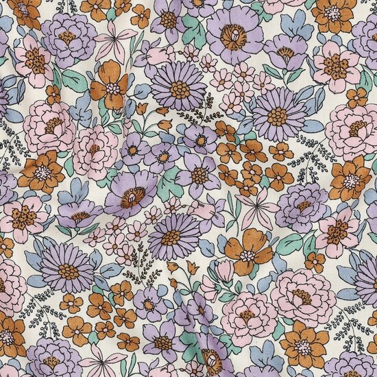 Poplin Katoen Veldbloemen Poppy