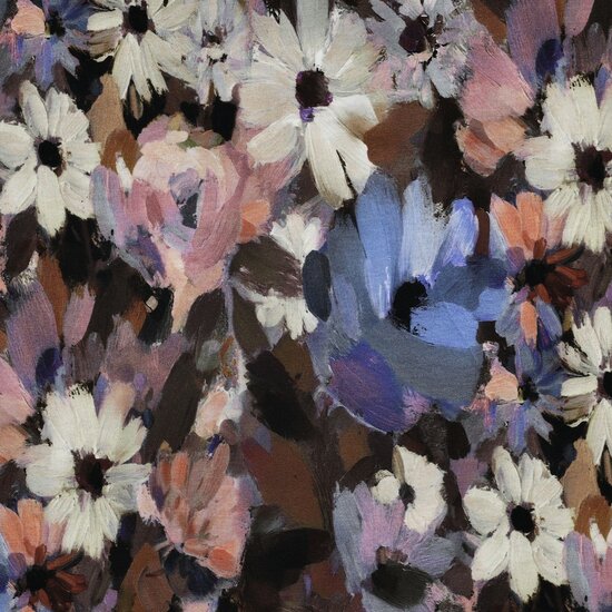 Poppy French Terry Digital Bloemen Violet